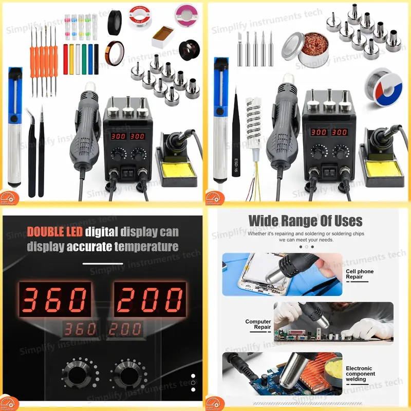 Stasiun Solder 8586D 2 in 1 75 - 2 In 1 Soldering Rework Station 750W ulasan dan harga